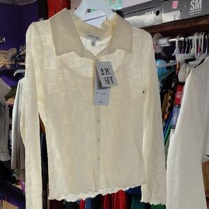 Girls Button Down Blouse With Undershirt